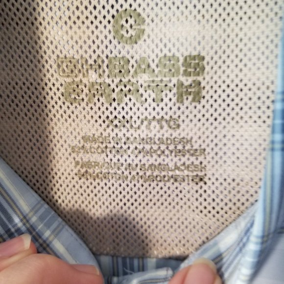 GH Bass Earth Button-up shirt Men's XXL/TTG Blue Plaid Short Sleeve Breathable - Picture 7 of 9